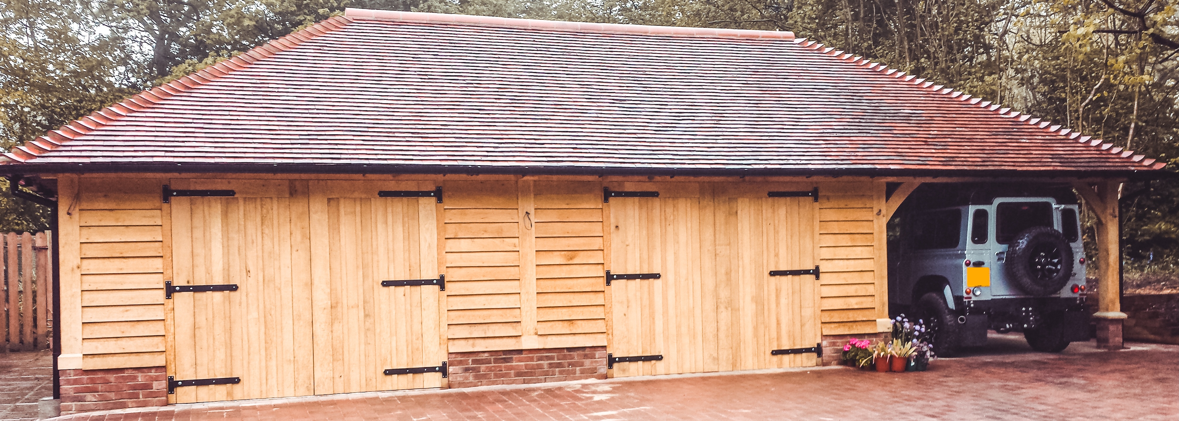 An oak frame luxury garage